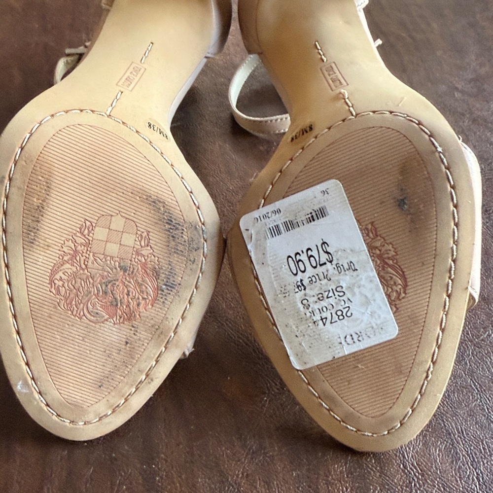Women’s Vince Camuto nude leather strappy heels, sz 8, worn only a few times - Picture 5 of 6